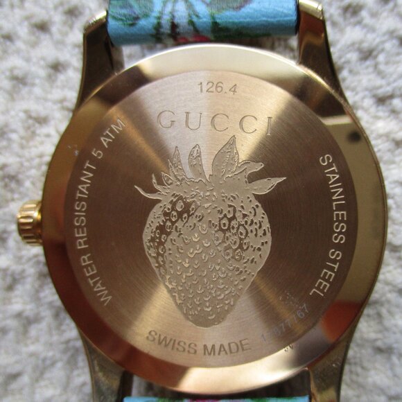 GUCCI G-Timeless Aqua Floral Print Women's Watch, YA1264085, Made in Switzerland - Picture 2 of 8